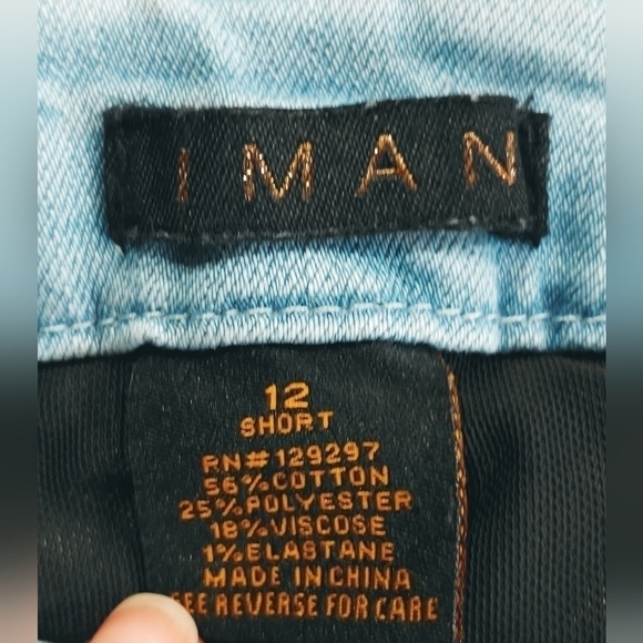 Nwt IMAN Womens Chino style Dress / Casual Pants Jeans Chambray BLUE sz 12 Short - Picture 4 of 4